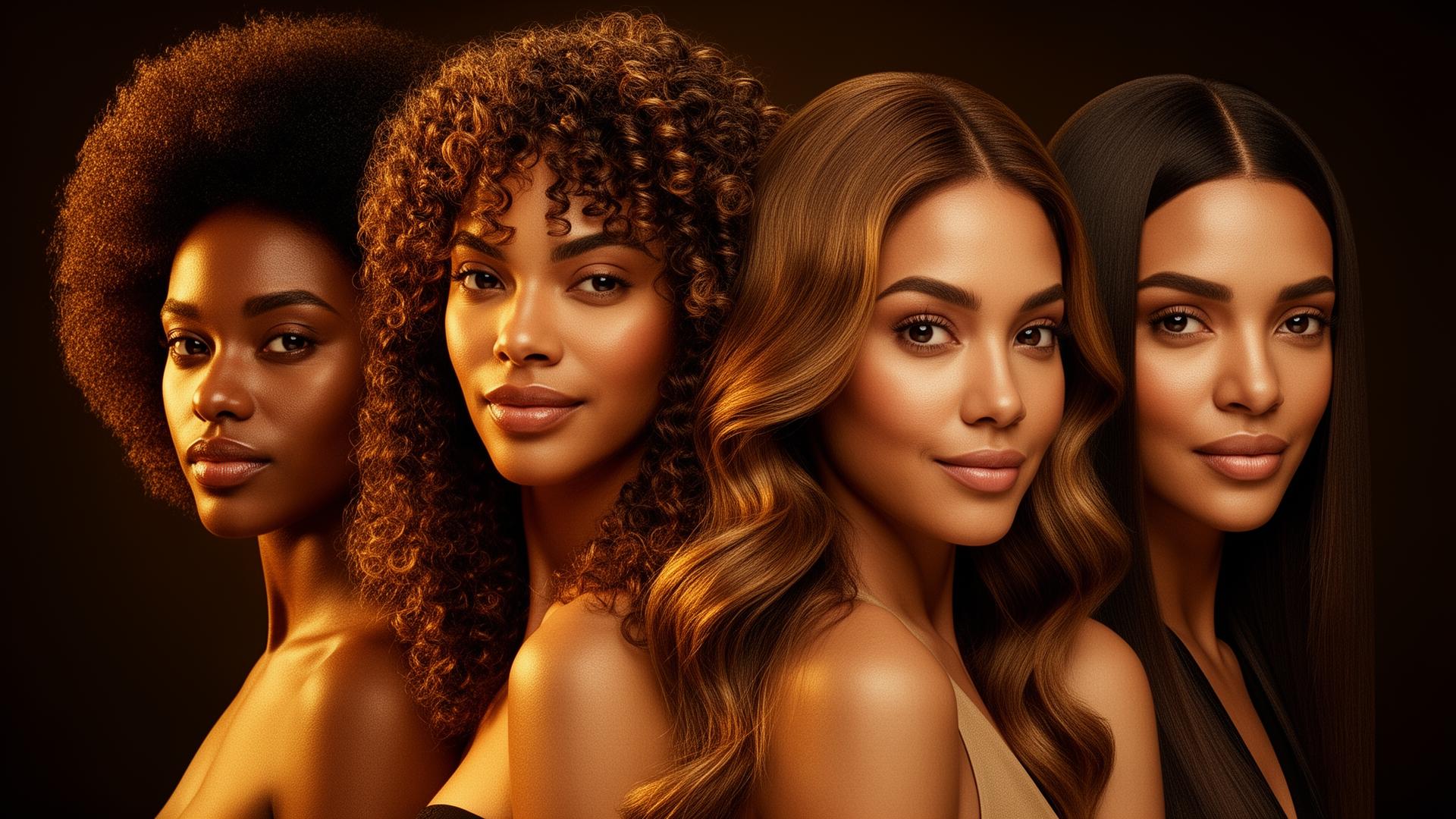 Quatre femmes représentant les différents types de cheveux unis par la Communauté N-HairLove