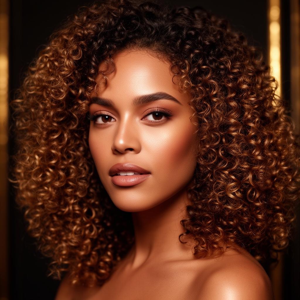 Portrait éditorial de cheveux bouclés sains et définis grâce à la routine N-hairAI