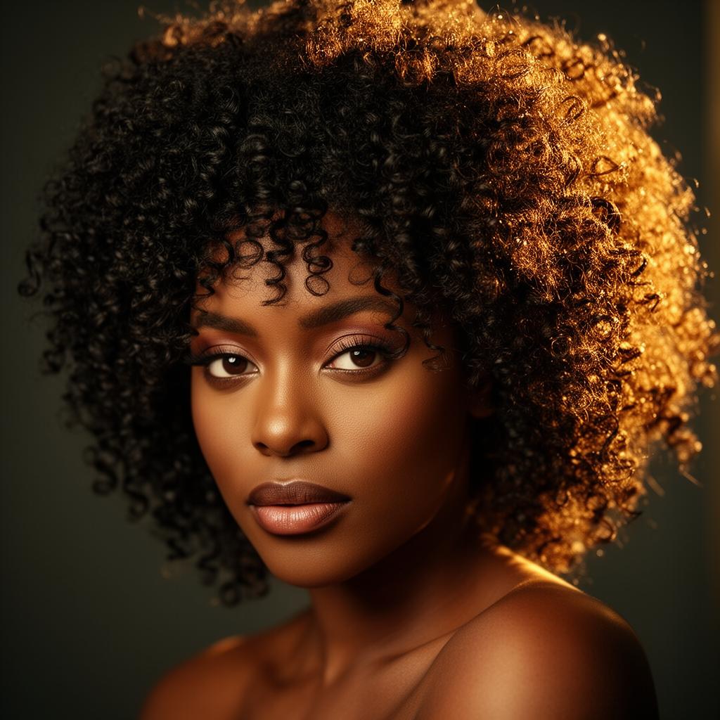 Portrait éditorial mettant en valeur la texture des cheveux crépus