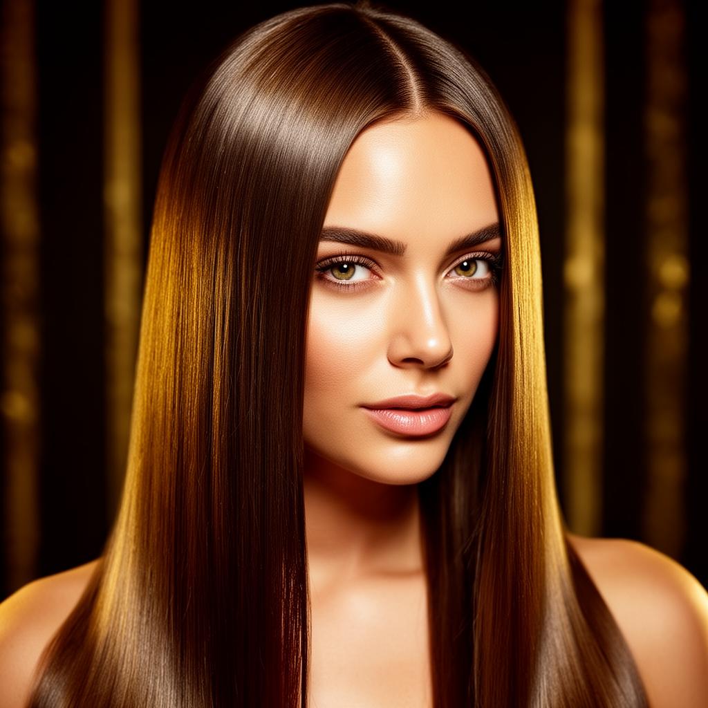 Portrait éditorial d'une femme aux cheveux lisses brillants
