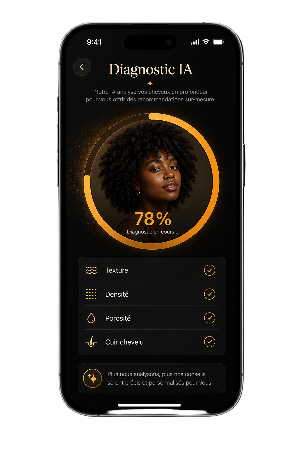 Application N-hairAI affichant une routine capillaire personnalisée